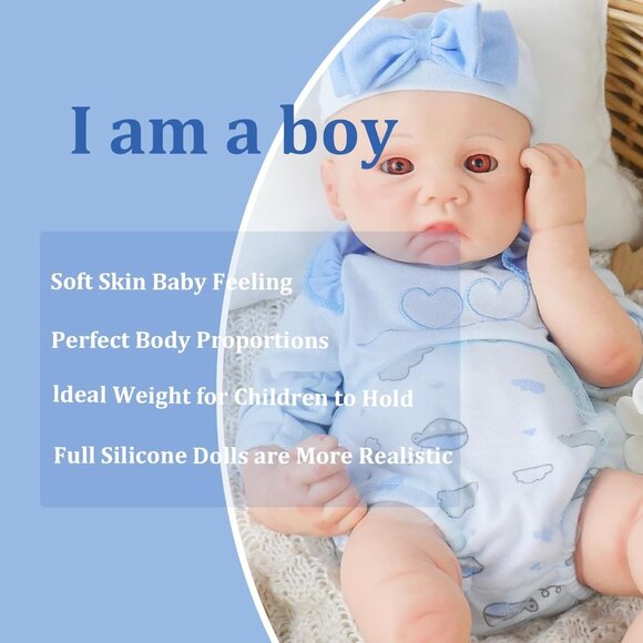 16.14 in Full Silicone ivory Reborn Baby Dolls BOY Lifelike Newborn Dolls Baby - Picture 4 of 8